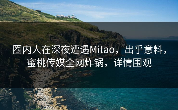 圈内人在深夜遭遇Mitao，出乎意料，蜜桃传媒全网炸锅，详情围观
