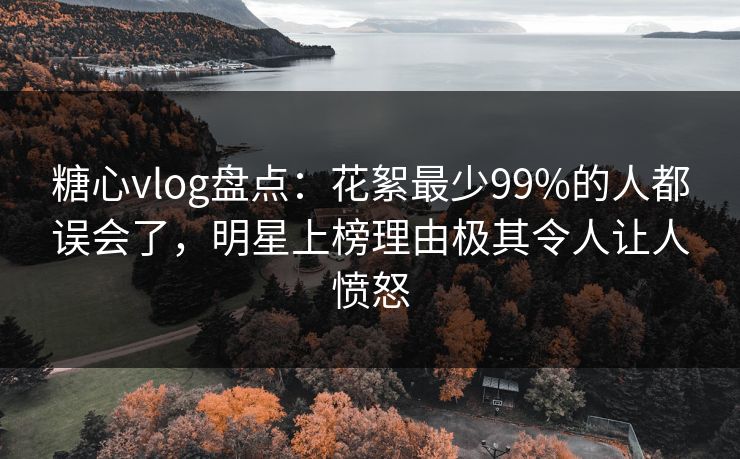 糖心vlog盘点：花絮最少99%的人都误会了，明星上榜理由极其令人让人愤怒