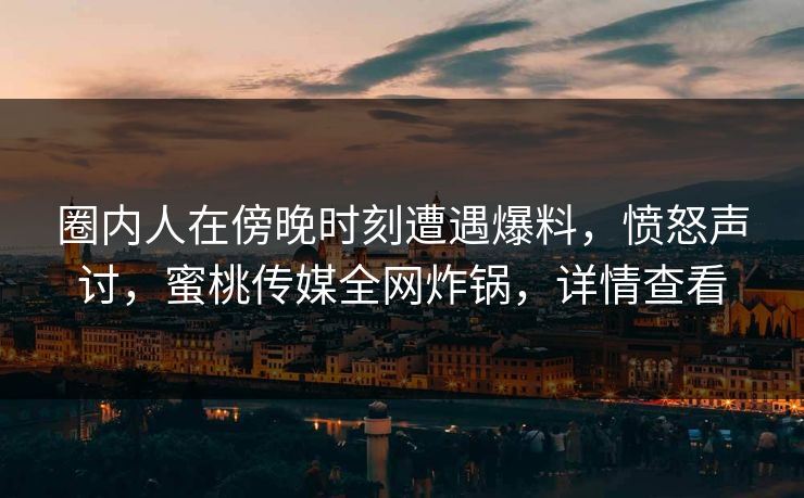 圈内人在傍晚时刻遭遇爆料，愤怒声讨，蜜桃传媒全网炸锅，详情查看