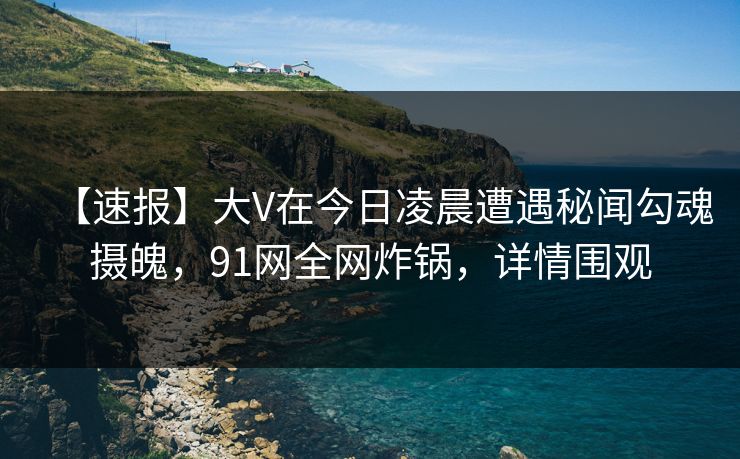 【速报】大V在今日凌晨遭遇秘闻勾魂摄魄，91网全网炸锅，详情围观