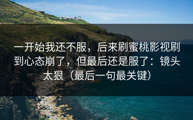 一开始我还不服，后来刷蜜桃影视刷到心态崩了，但最后还是服了：镜头太狠（最后一句最关键）